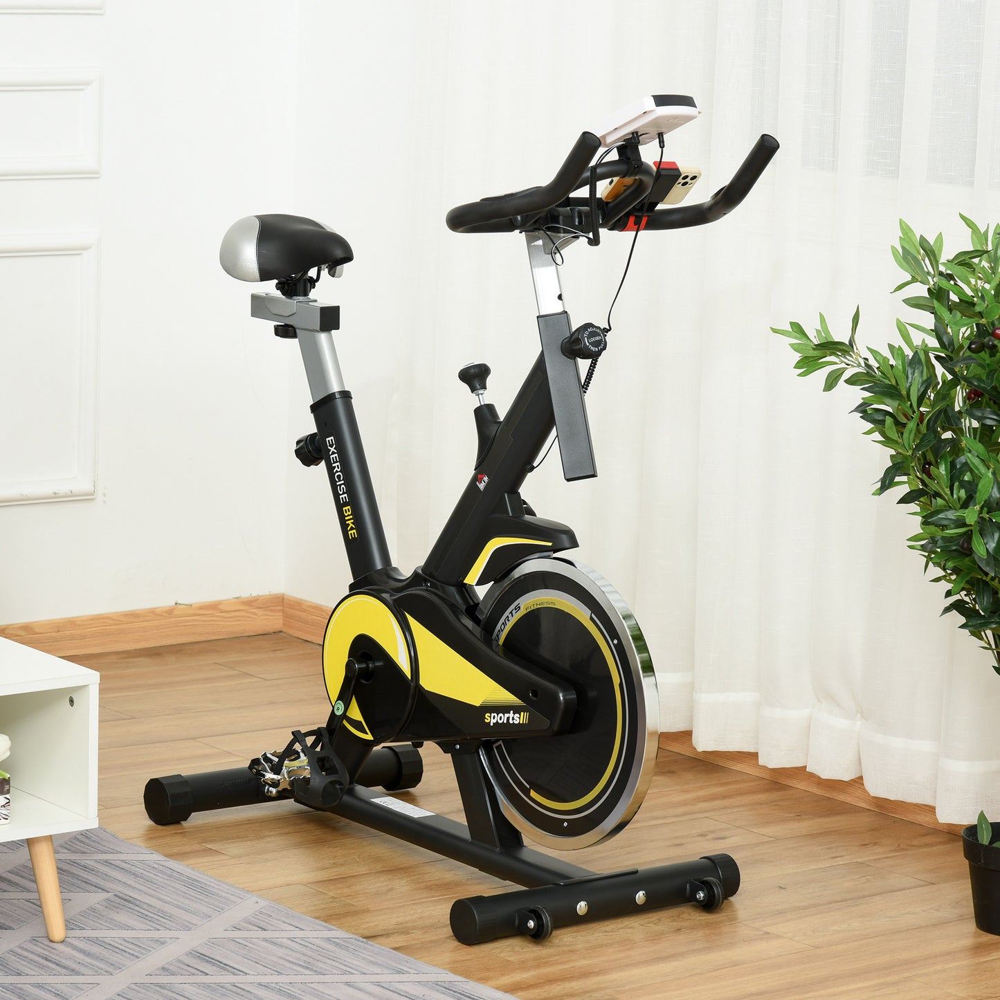 HOMCOM  Indoor Exercise Bike Trainer with  Adjustable Resistance Seat Handlebar LCD Display 10kg Balanced Flywheel