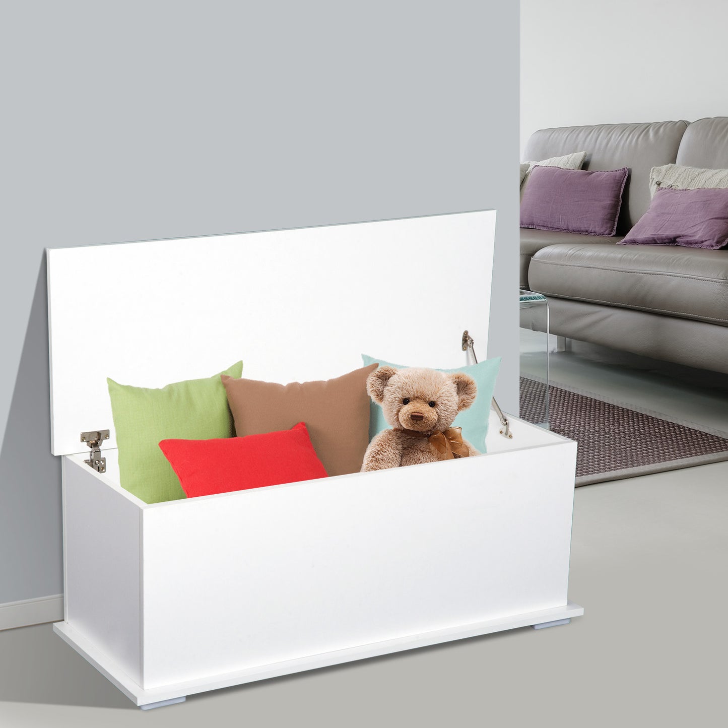 HOMCOM Storage Box Chest Trunk, 100Lx40Wx40H cm Chipboard-White