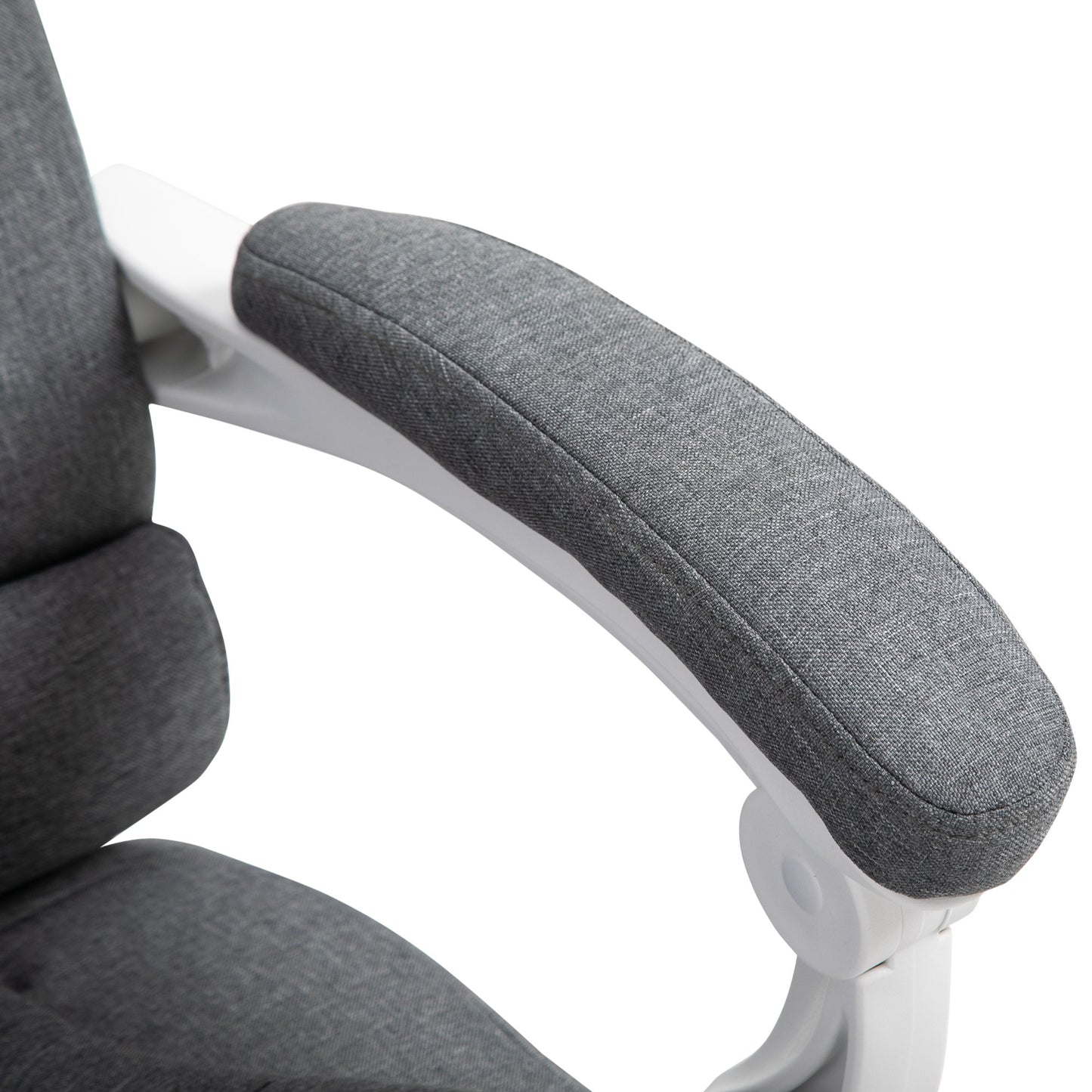 Vinsetto Linen Ergonomic Office Chair w/ Retractable Footrest Gray White