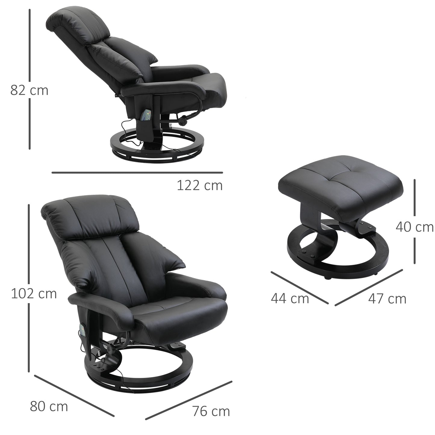 HOMCOM Recliner Chair Electric Massage Chair W/Foot Stool 10-Point Massage Couch-Black