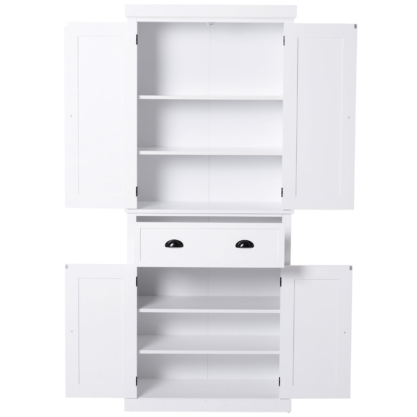 HOMCOM MDF Colonial Freestanding Kitchen Pantry Cabinet White