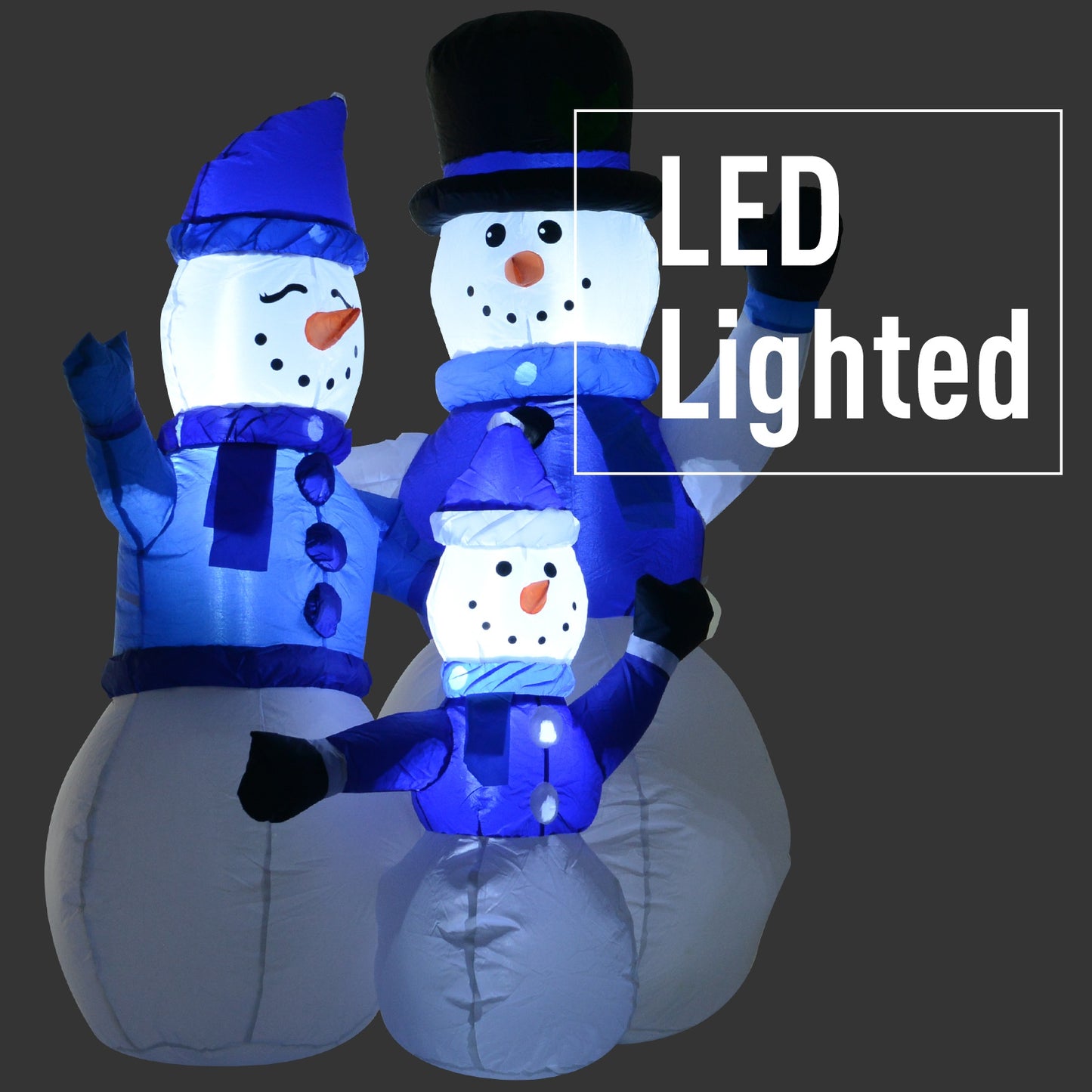 HOMCOM Christmas Inflatable Snowman Family Outdoor Home Seasonal Decoration w/ LED Light
