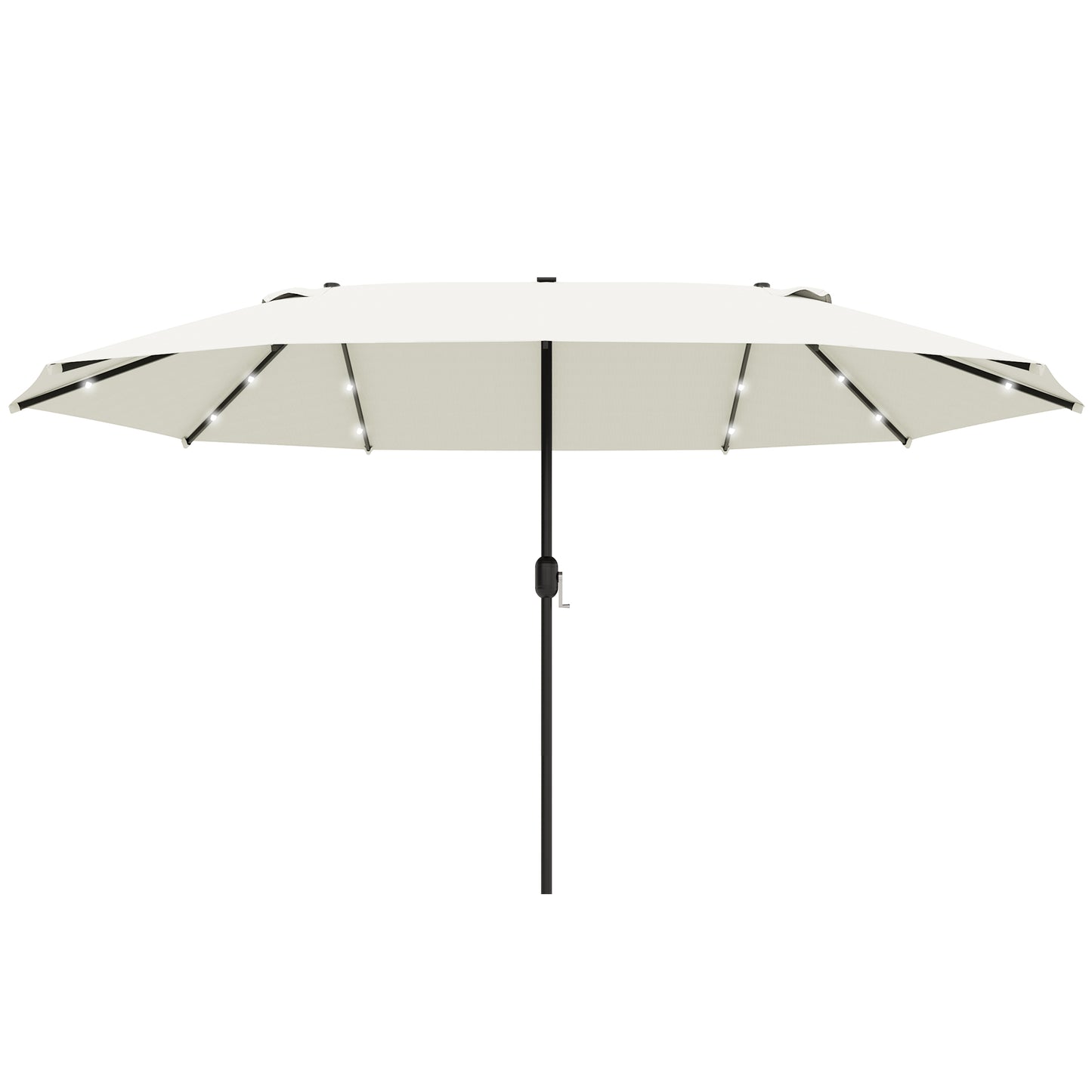 Outsunny 4.4m Double-Sided Sun Umbrella Patio Parasol LED Solar Lights Cream White