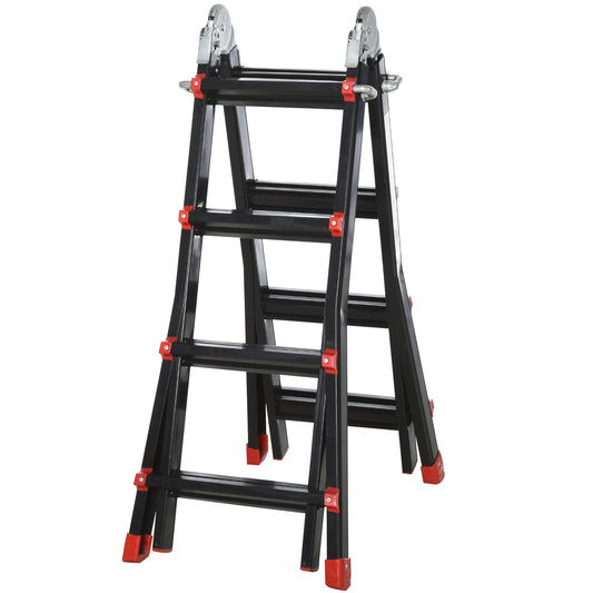 HOMCOM 4M Aluminium Telescopic Extendable Ladder w/ Non-Slip Feet