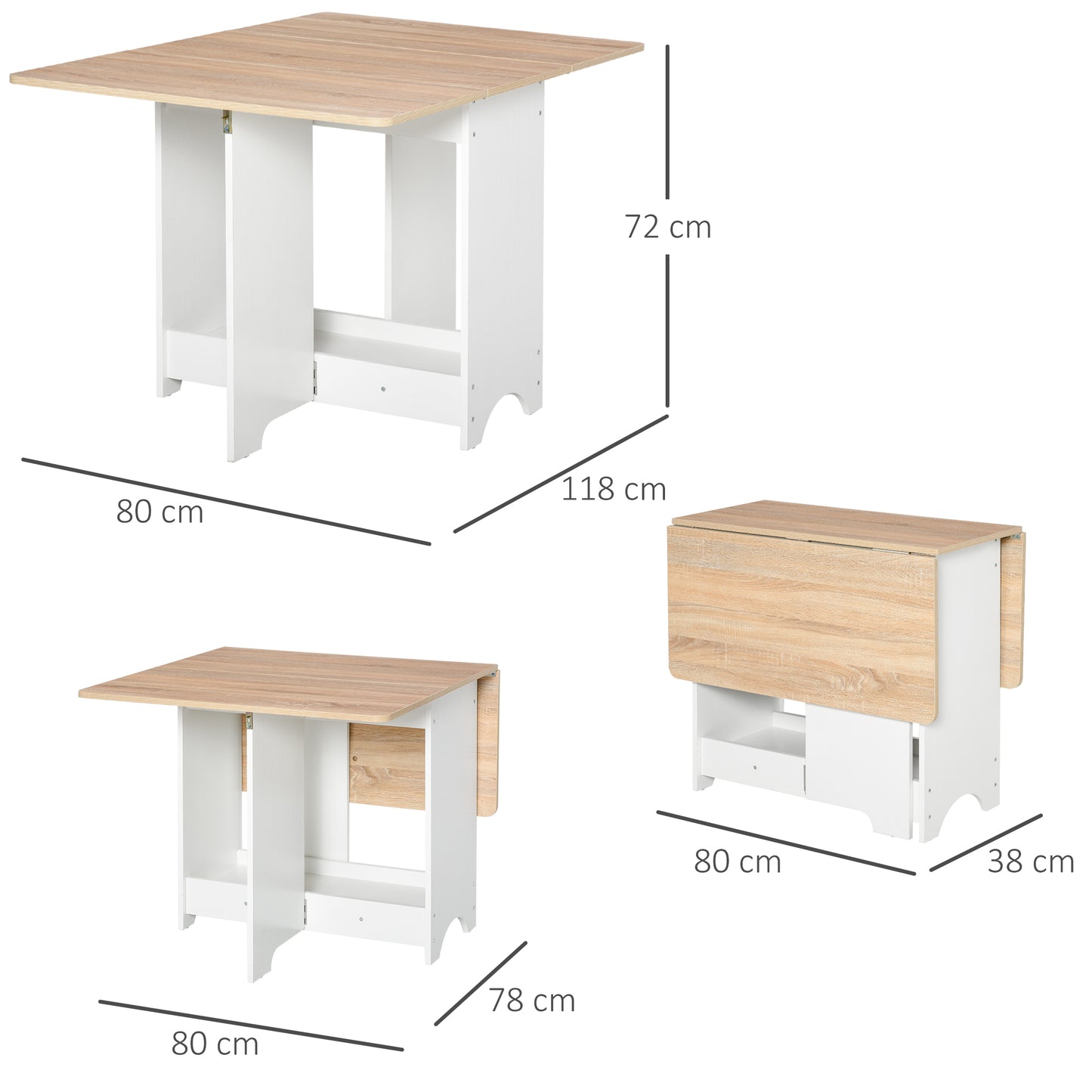 HOMCOM Drop-Leaf Dining Table Folding Desk Foldable Bar Table with Storage Shelf