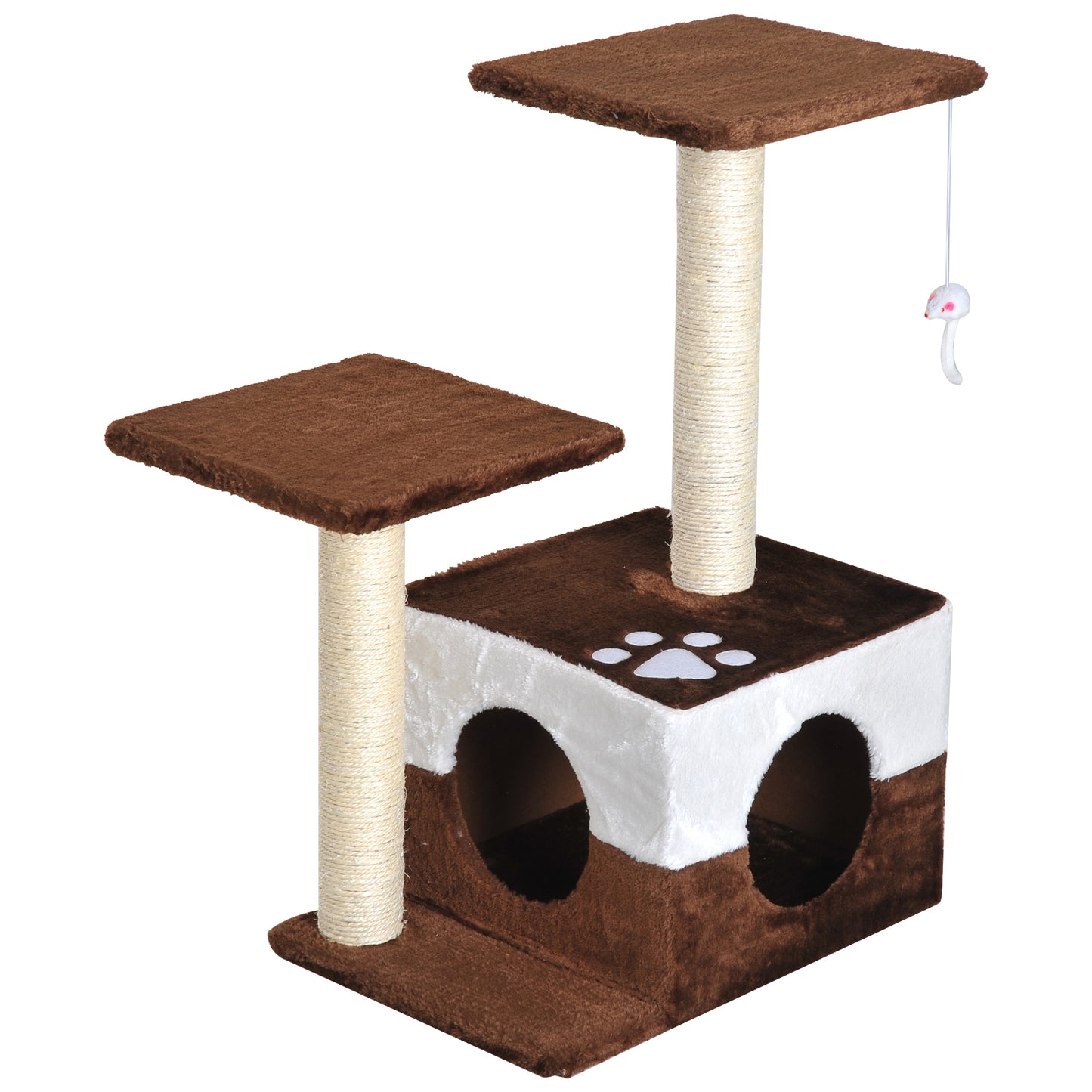 PawHut Cat Tree, Plush, 45Lx33Wx70H cm-Brown