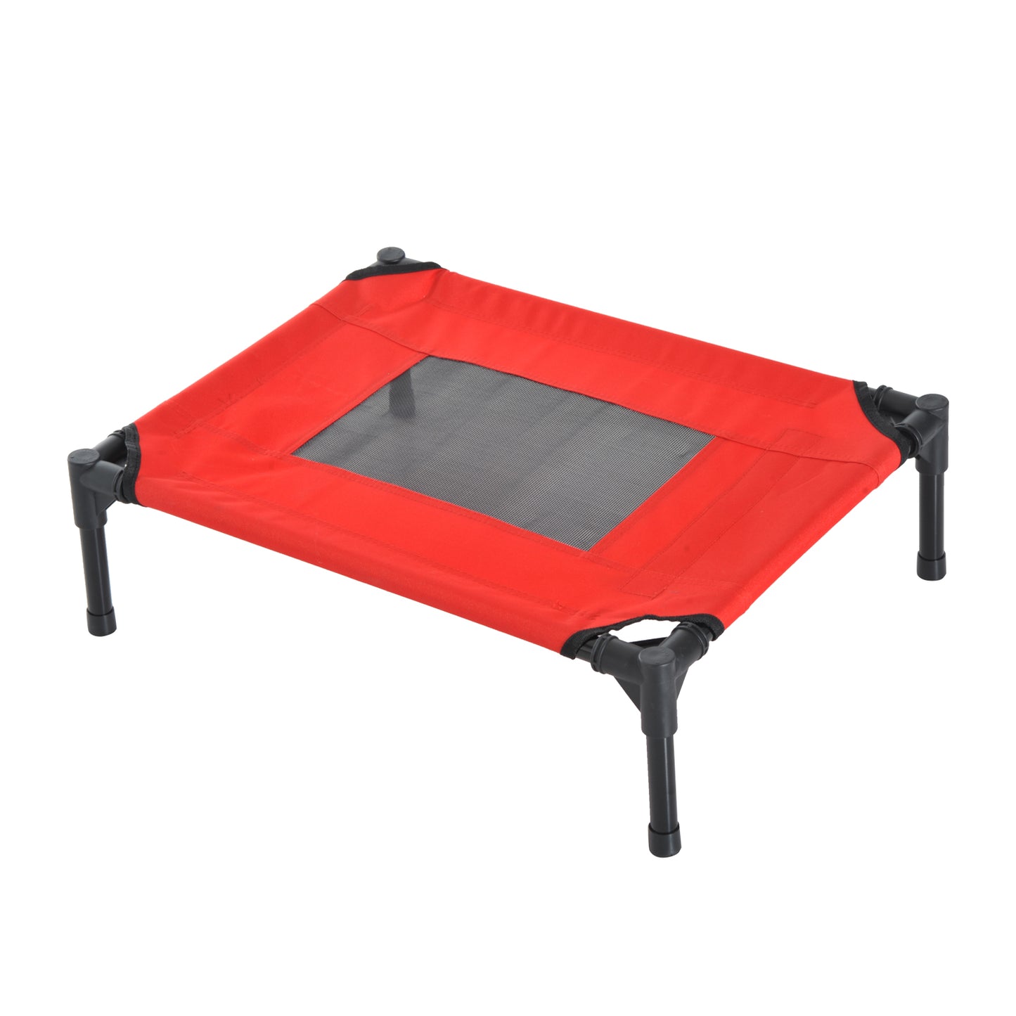 PawHut Elevated Pet Bed Portable Camping Raised Dog Bed w/ Metal Frame Black, Red (Small)