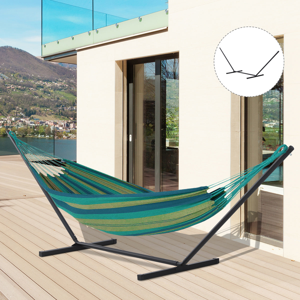 Outsunny 3.6m Extra-long Metal Hammock Stand Universal Fit Garden Camping Picnic