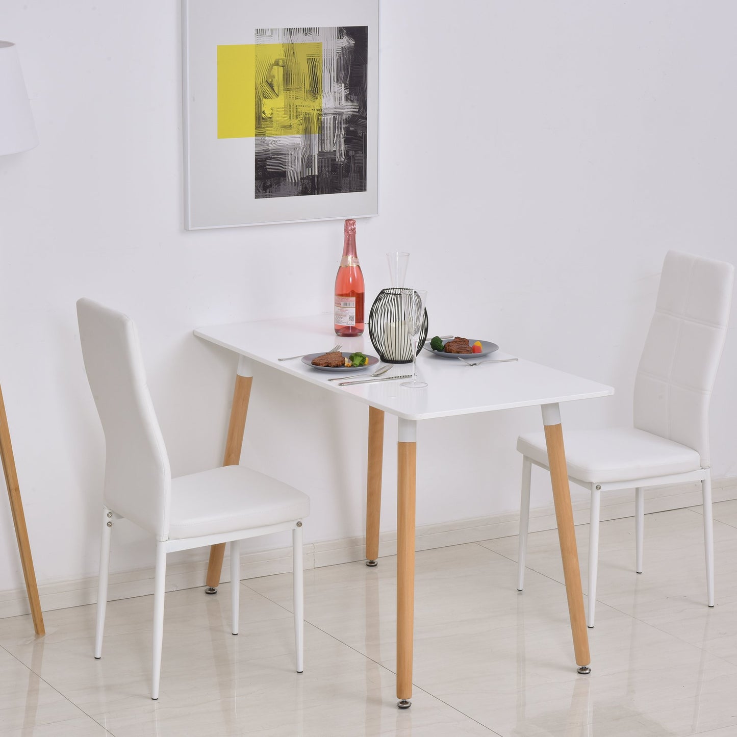 HOMCOM MDF Scandinavian Dining Table White/Oak