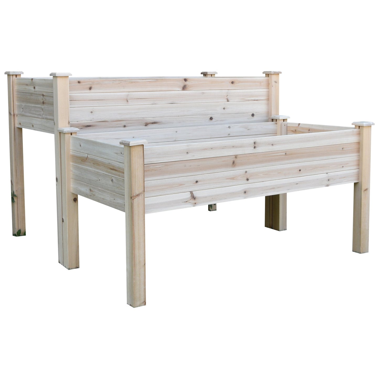 Outsunny Fir Wood 2-Piece Raised Planter Flower Bed