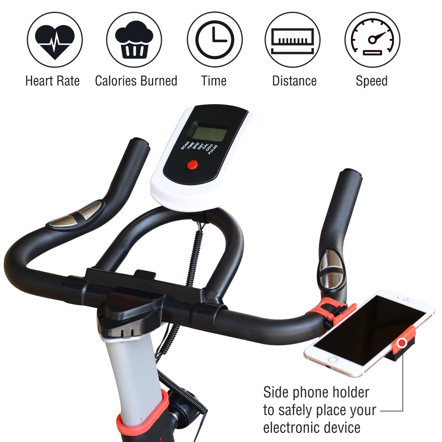 HOMCOM Belt-Driven Exercise Bike with LCD Display-Black