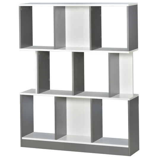 HOMCOM 3-Tier Multifunctional Bookcase Storage Unit Display Shelf Grey and White