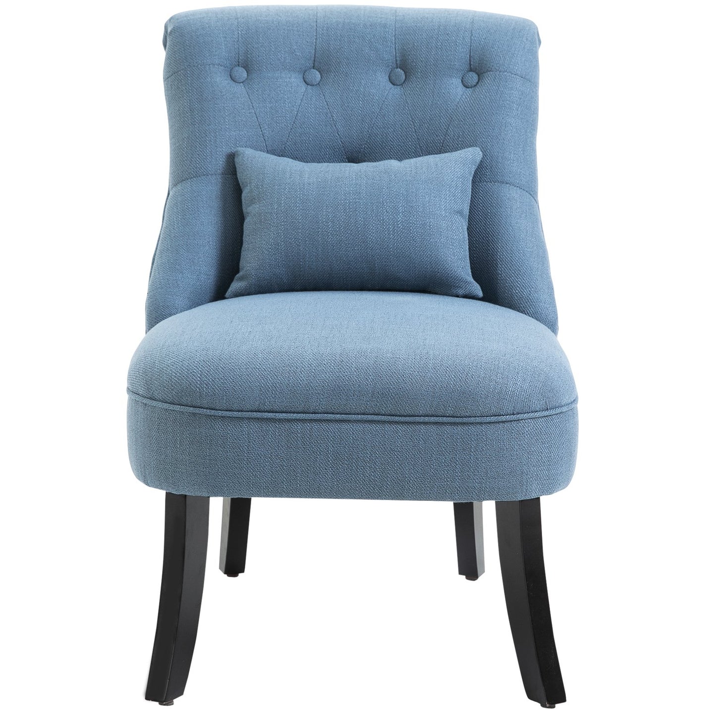 HOMCOM Solid Rubber Wood Tufted Single Sofa Chair w/ Pillow Blue