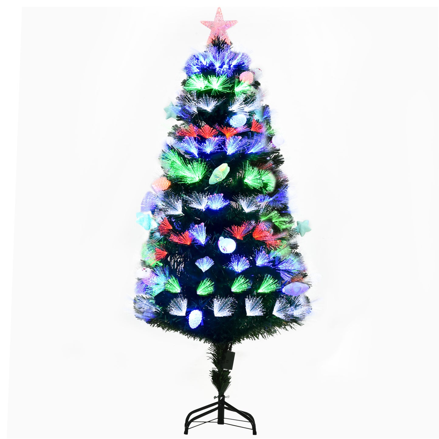 HOMCOM 5FT Pre-Lit Artificial Christmas Tree Home w/ Fibre Optic LED Light Decoration