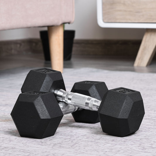 HOMCOM 2x4kg Rubber Dumbbell Sports Hex Weights Sets Home Gym Fitness Dumbbell Kit