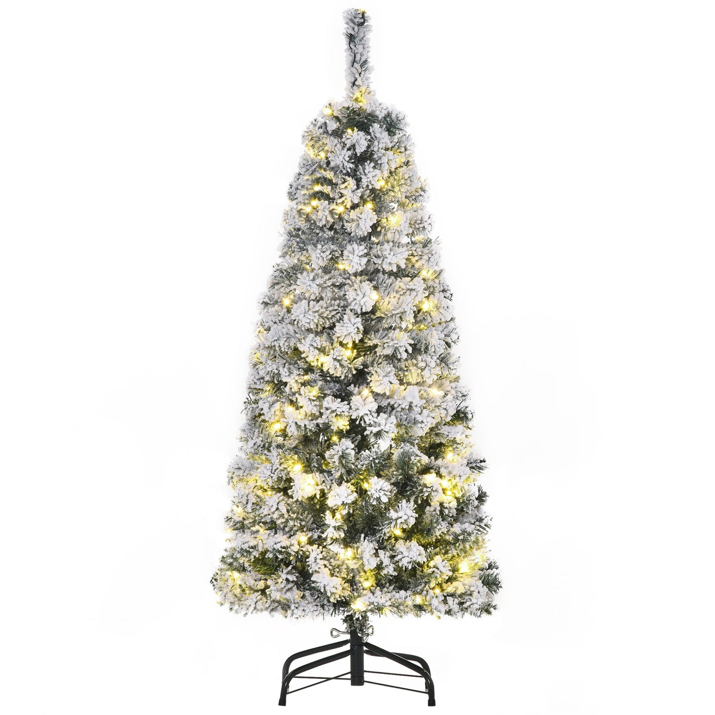 HOMCOM 4FT Pre-Lit Artificial Christmas Tree W/ Ornament, Metal Stand