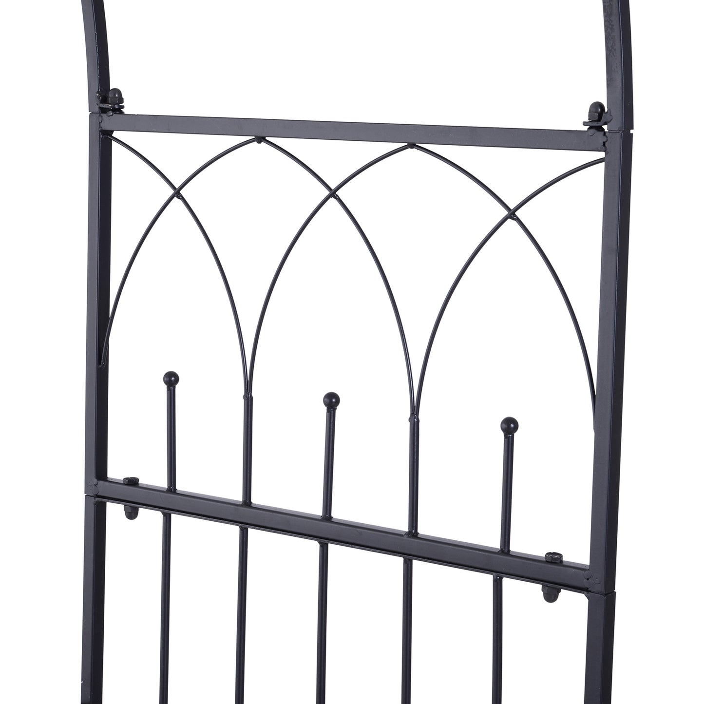 Outsunny Metal Frame Bench W/Arch, 115Lx59Wx203H cm-Black