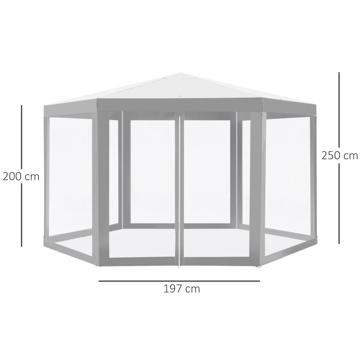 Outsunny Hexagon Netting  Gazebo-Creamy White