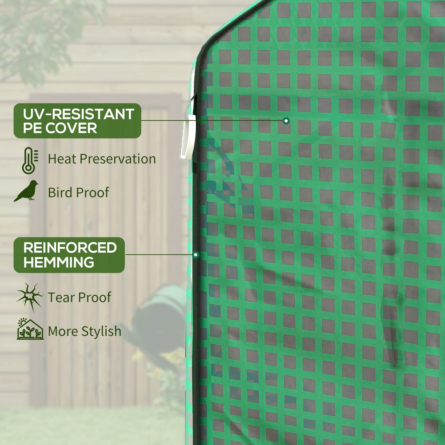 Outsunny Walkin Greenhouse with 3 Tier Shelves Outdoor Green House Garden Grow House with Reinforced PE Cover Rollup Door and Mesh Windows 140 x 213 x 190cm Green