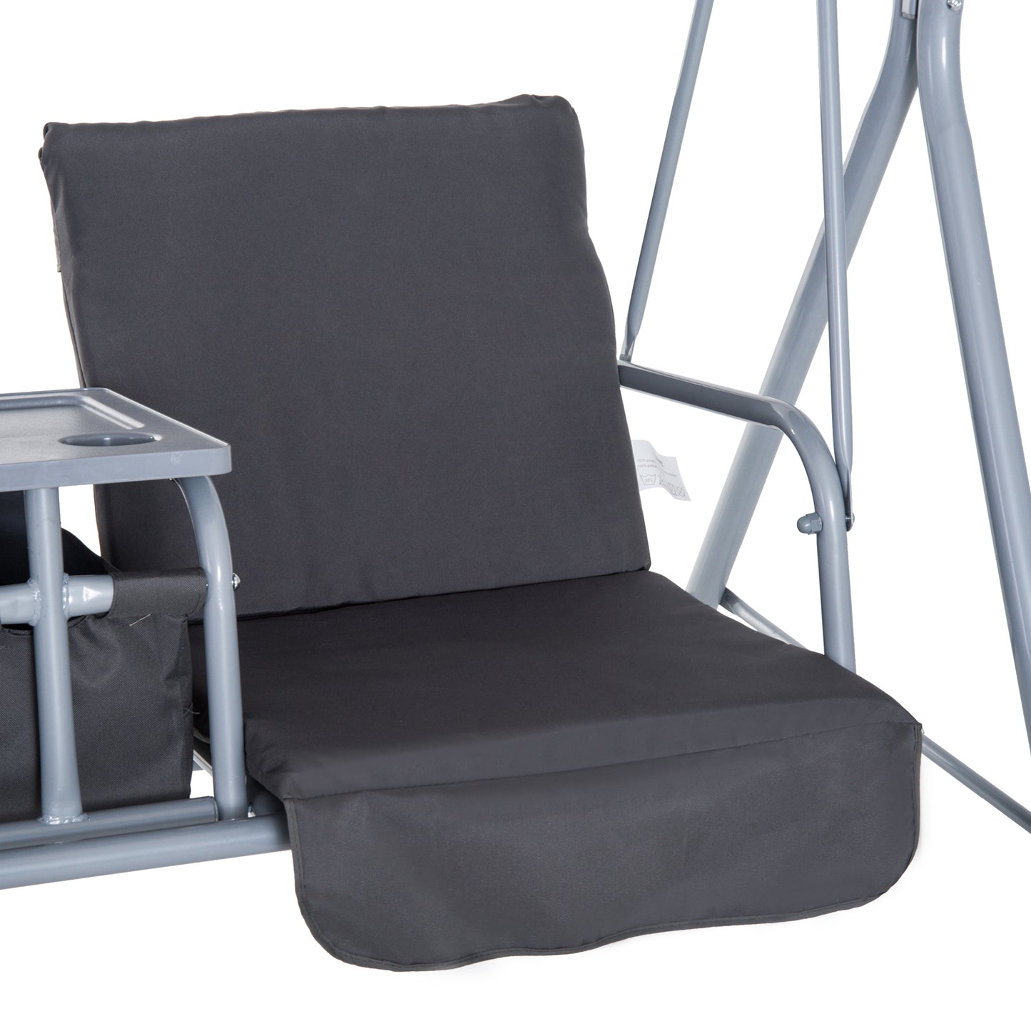 Outsunny Steel Frame 2-Seater  Swing Chair w/ Table Grey