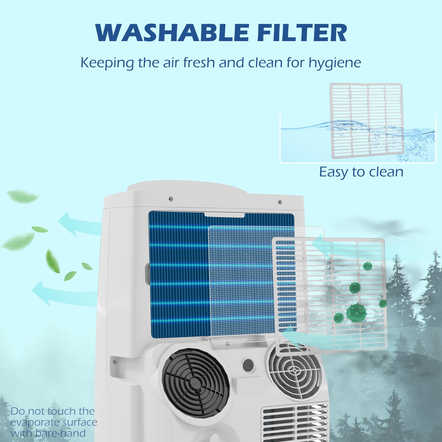 HOMCOM 14,000 BTU Mobile Air Conditioner for Room up to 40m², with Dehumidifier, 24H Timer, Wheels, Window Mount Kit