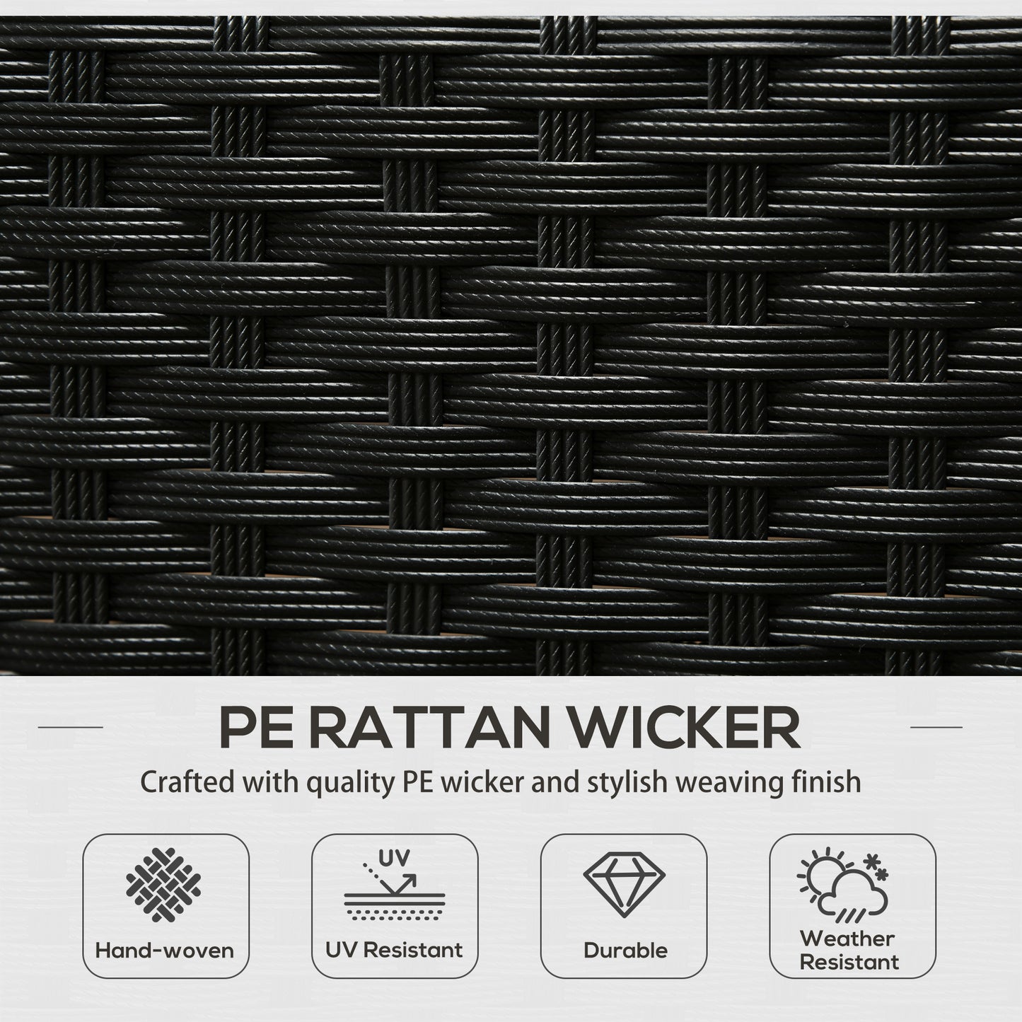 Outsunny 5 Seater Rattan Garden Furniture Set, 2 Armchairs, 3-seater Wicker Sofa, 2 Footstools and Glass Table, 6 Piece Patio Rattan furniture Sofa Sets with Cushions for Conservatory, White