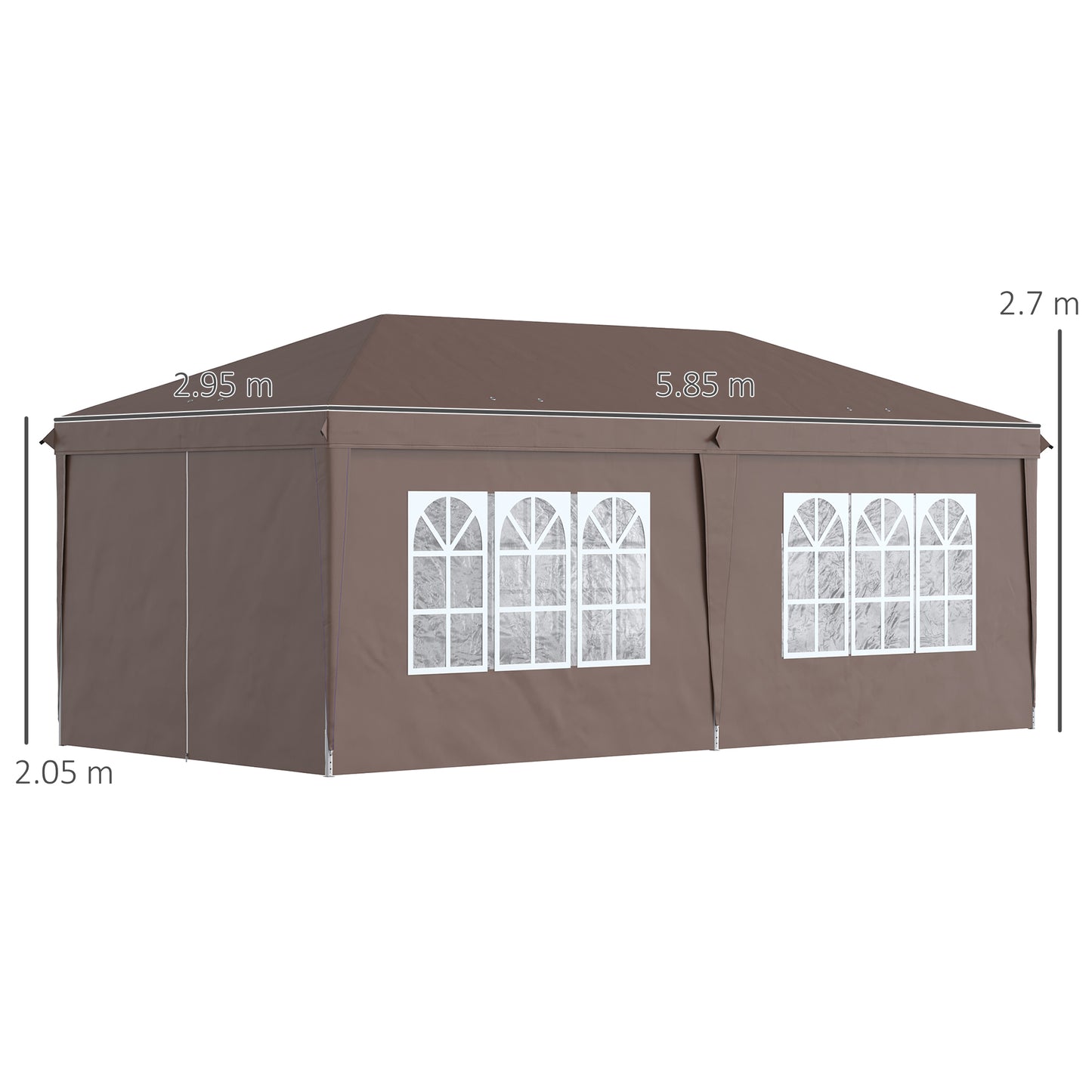 Outsunny 3 x 6m Pop-Up Gazebo, with Removable Walls - Brown