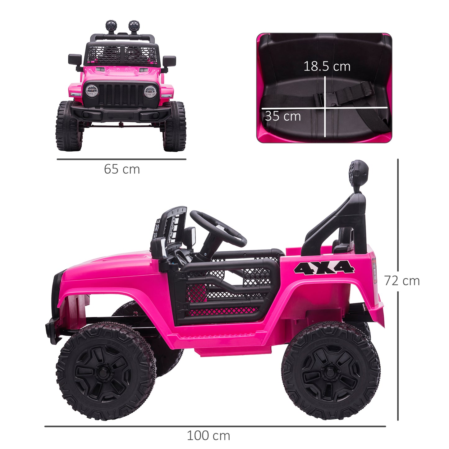HOMCOM 12V Battery-powered 2 Motors Kids Electric Ride On Car Truck Off-road Toy Pink