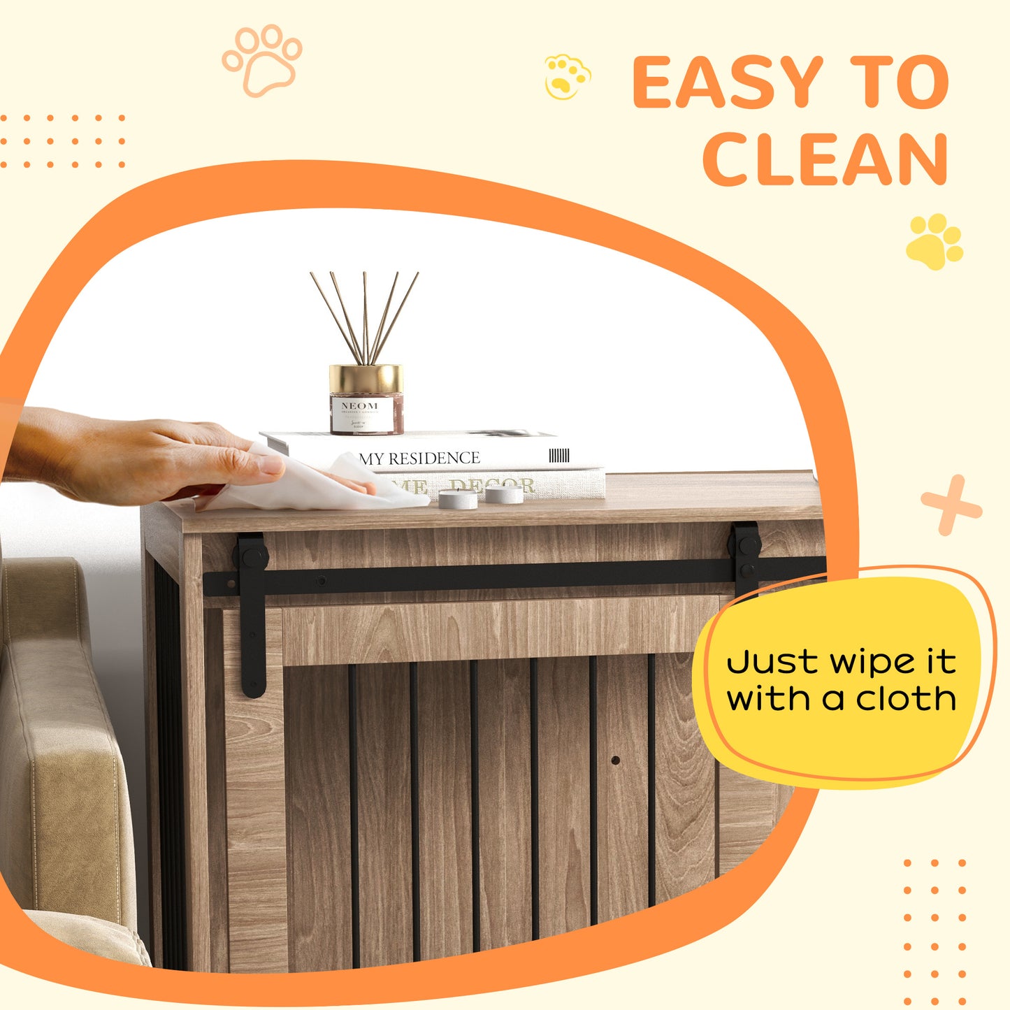 PawHut 118cm Dog Crate Furniture with Removable Cushion for XL Dogs Brown