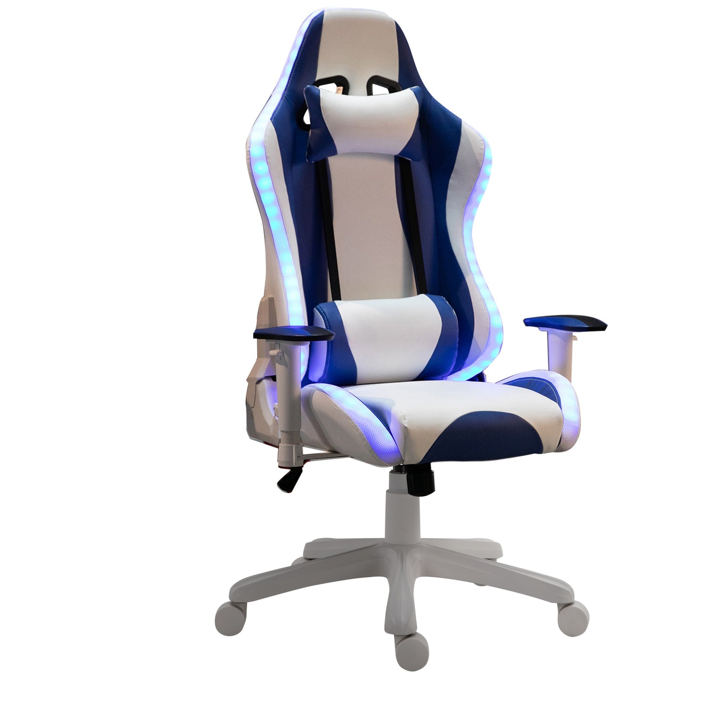 Vinsetto PU Leather Gaming Office Chair LED Light Gaming Chair w/ Pillows Blue