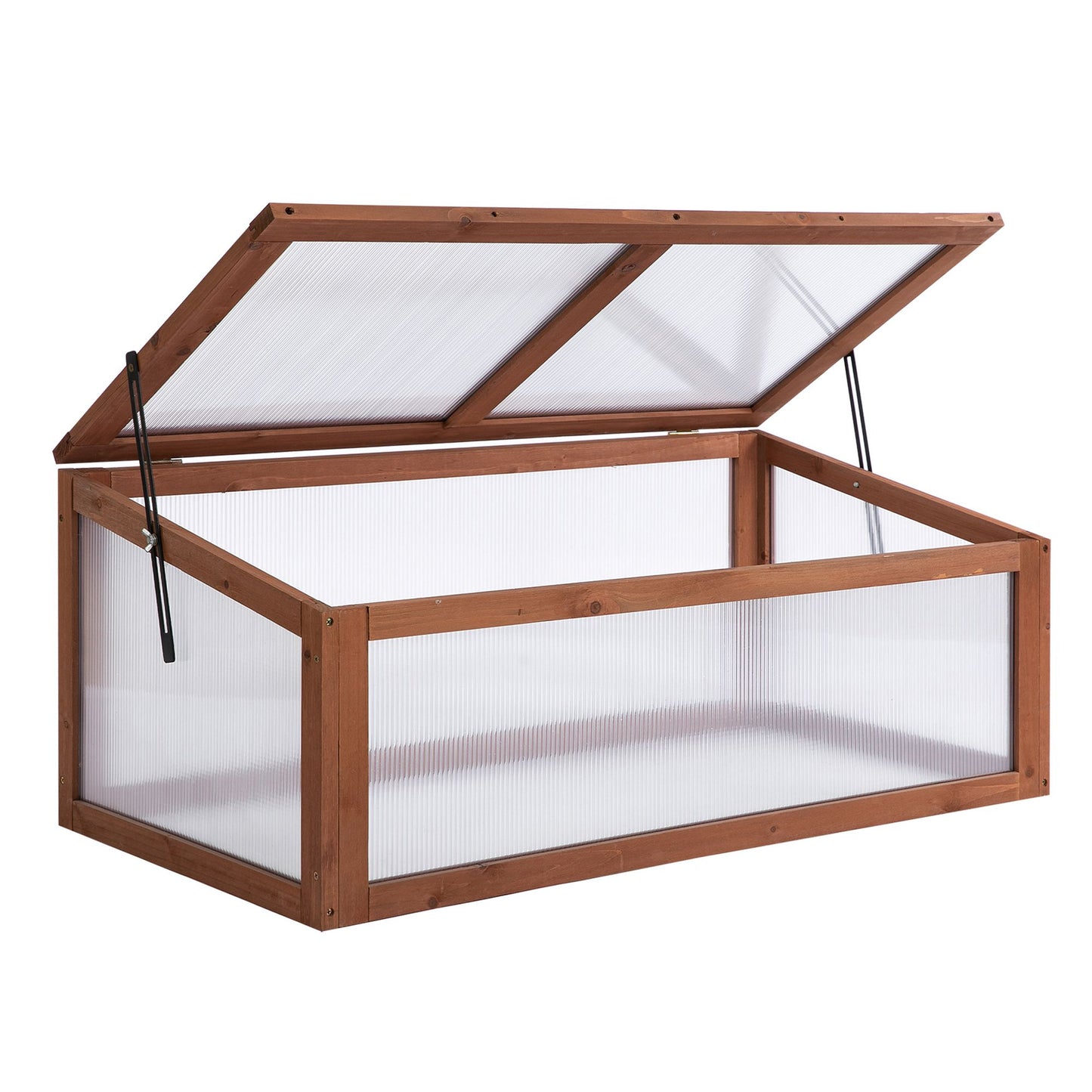 Outsunny Square Wooden Outdoor Greenhouse for Plants with Openable Cover PC Board