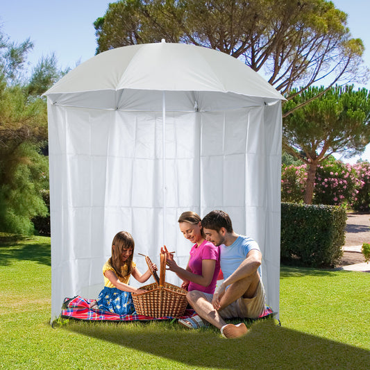 Outsunny 2.2M Fishing Umbrella Parasol W/ Side-Cream White