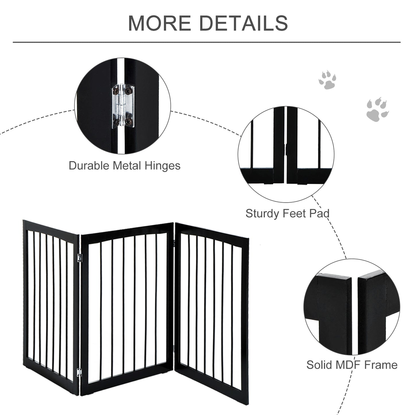 Pawhut 160L x 1.2D x 76H cm Free Standing Folding Pet/Child Safety Fence-Dark Brown