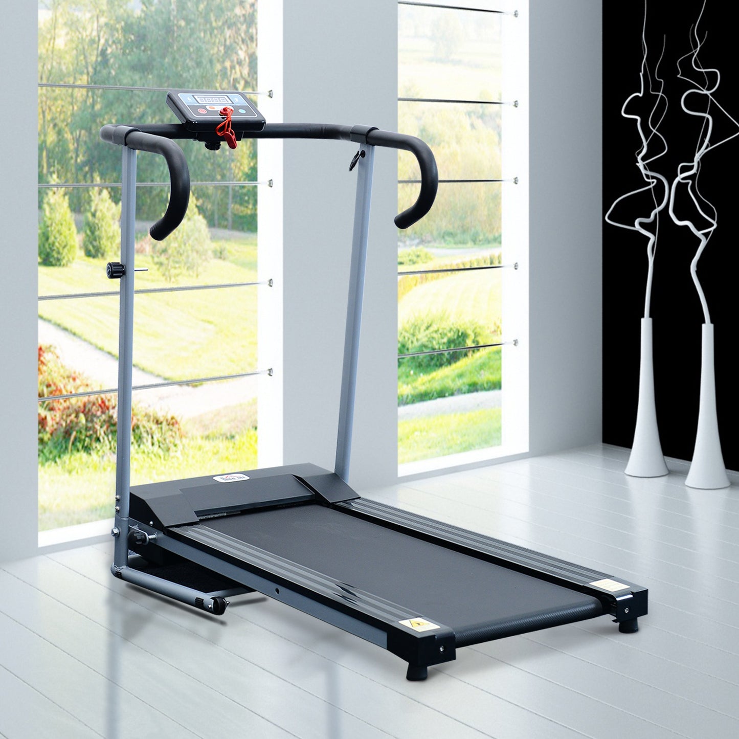 HOMCOM Electric Treadmill Home Running Machine 500W 28kg-Black/Grey