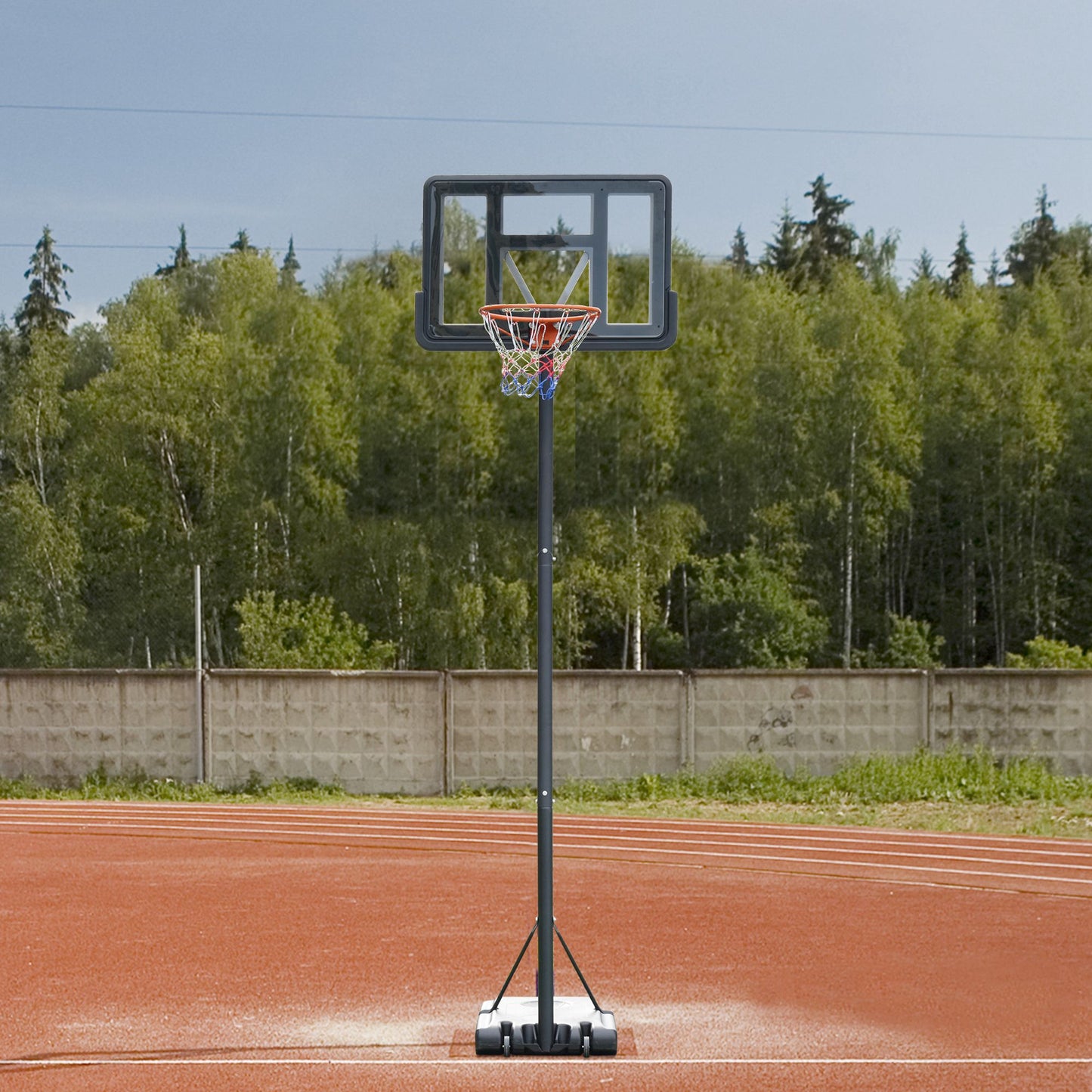 HOMCOM Basketball Hoop Stand 231-305cm Adjustable Basketball Hoop w/ Moving Wheels