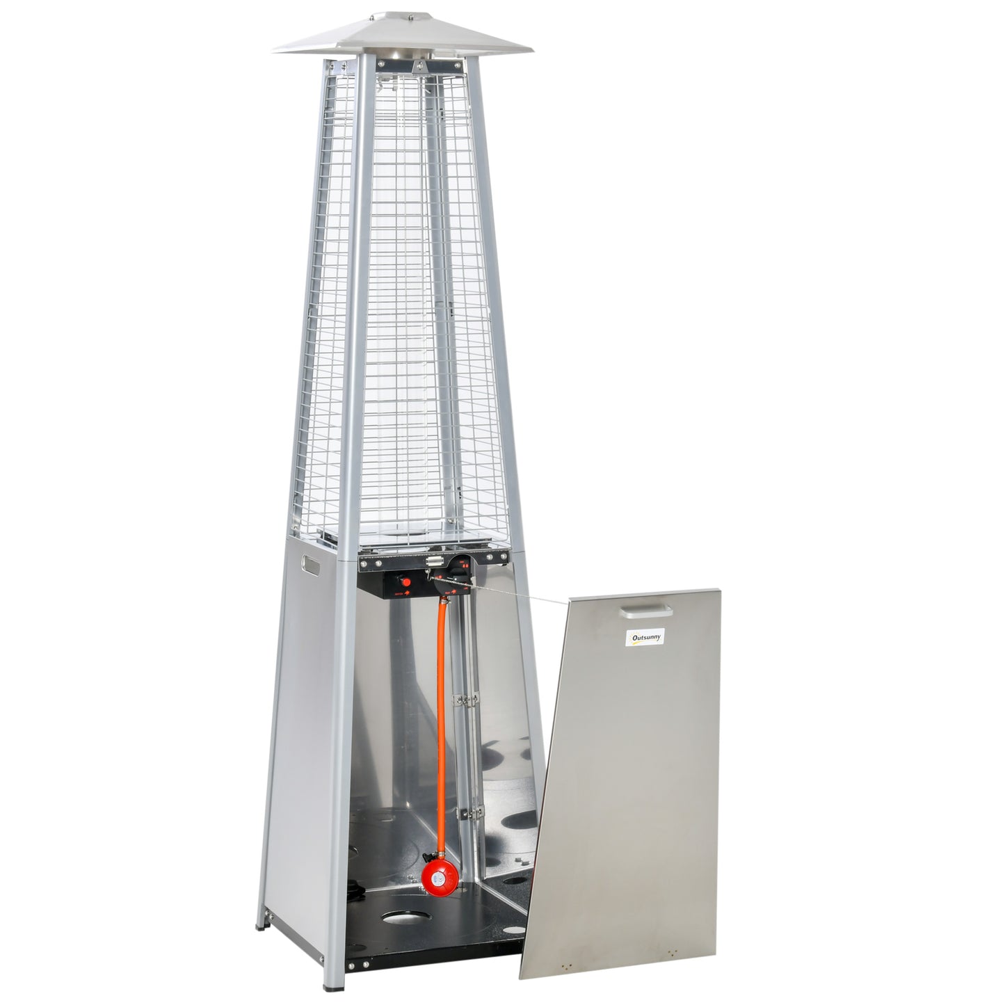 Outsunny 11.2KW Outdoor Patio Gas Heater Standing Tower Heater w/ Regulator and Hose