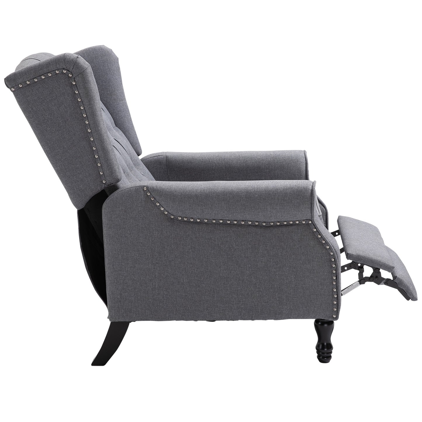 HOMCOM Reclining Wingback Armchair, with Footrest - Grey