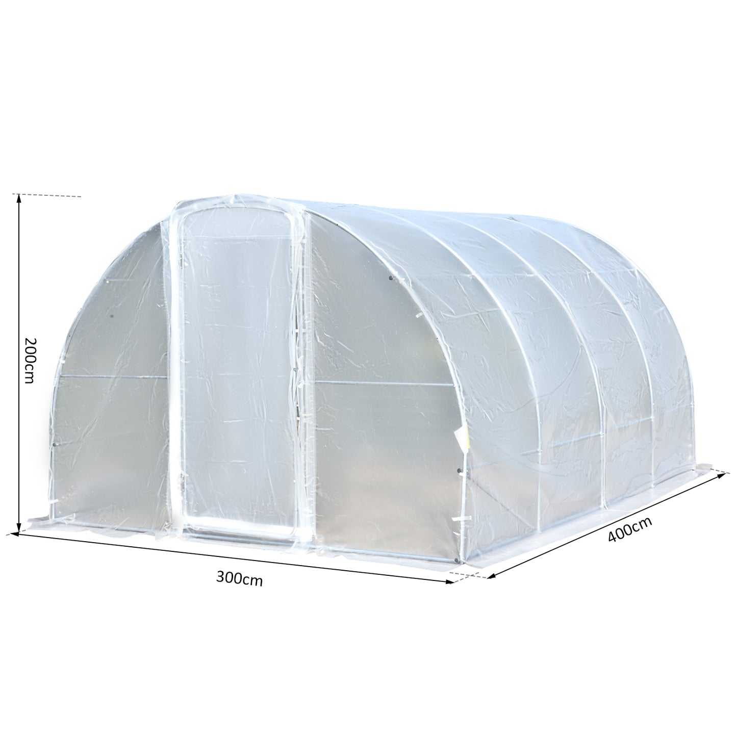 Outsunny Polytunnel Greenhouse Walk-In Metal Frame Transparent  400x300x200cm