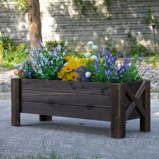 Outsunny Wooden Garden Raised Bed Planter Grow Containers Patio Flower Vegetable Pot