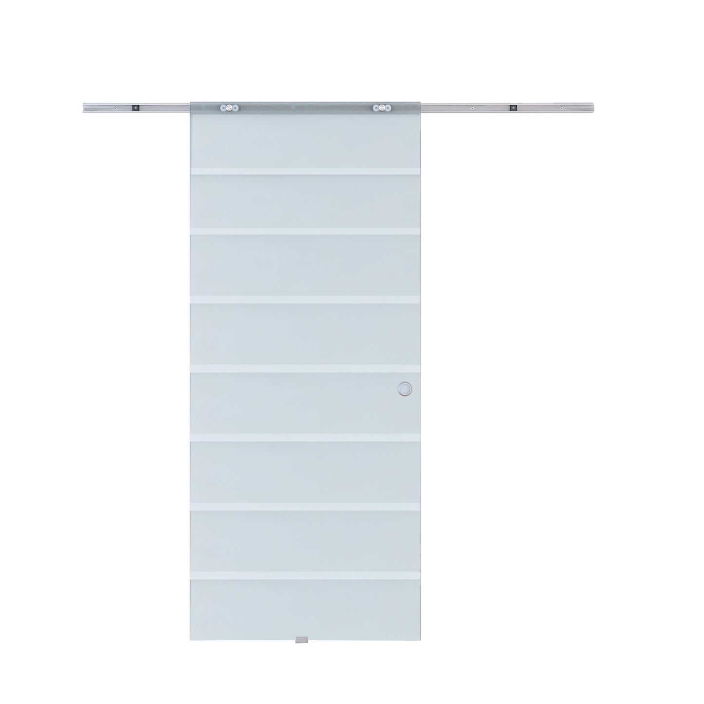 HOMCOM Sliding Barn Door Hardware Track Kit, Aluminum-alloy 6.6ft w/Glass Door