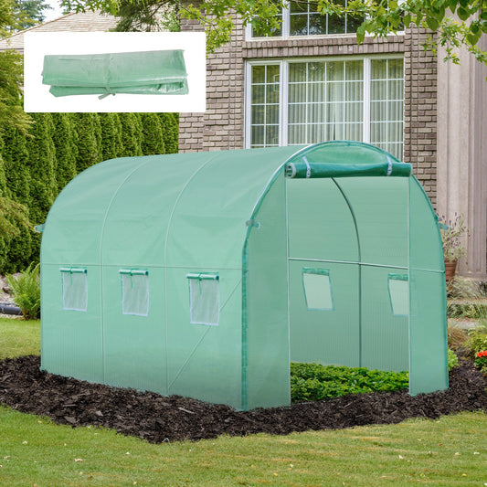 Outsunny 10x7ft Greenhouse Replacement Cover for Tunnel Walk-in Greenhouse w/ Windows Door