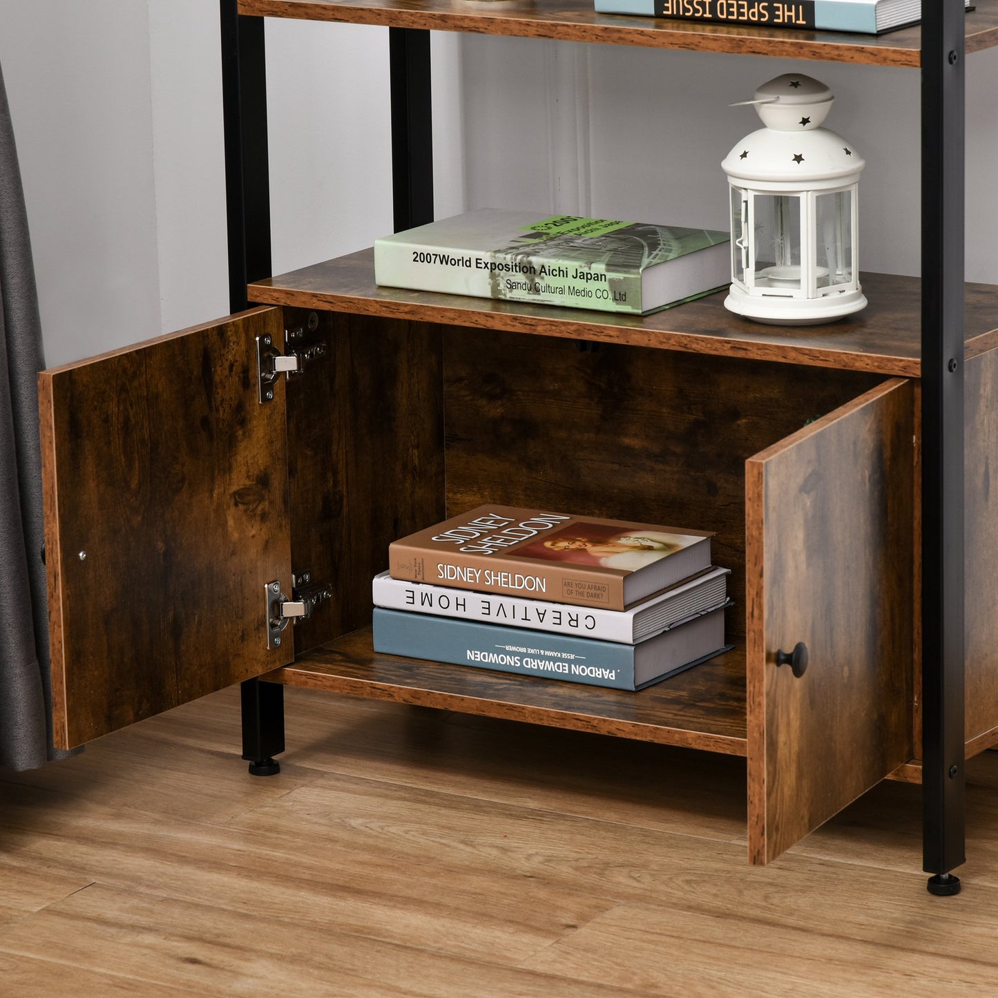 HOMCOM Multifunctional Bookshelf Storage Cabinet Bookcase w/ Display Shelves & Cupboard
