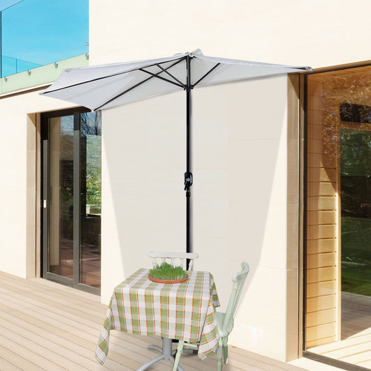 Outsunny 3 m Balcony Half Parasol Semi Round Umbrella-White
