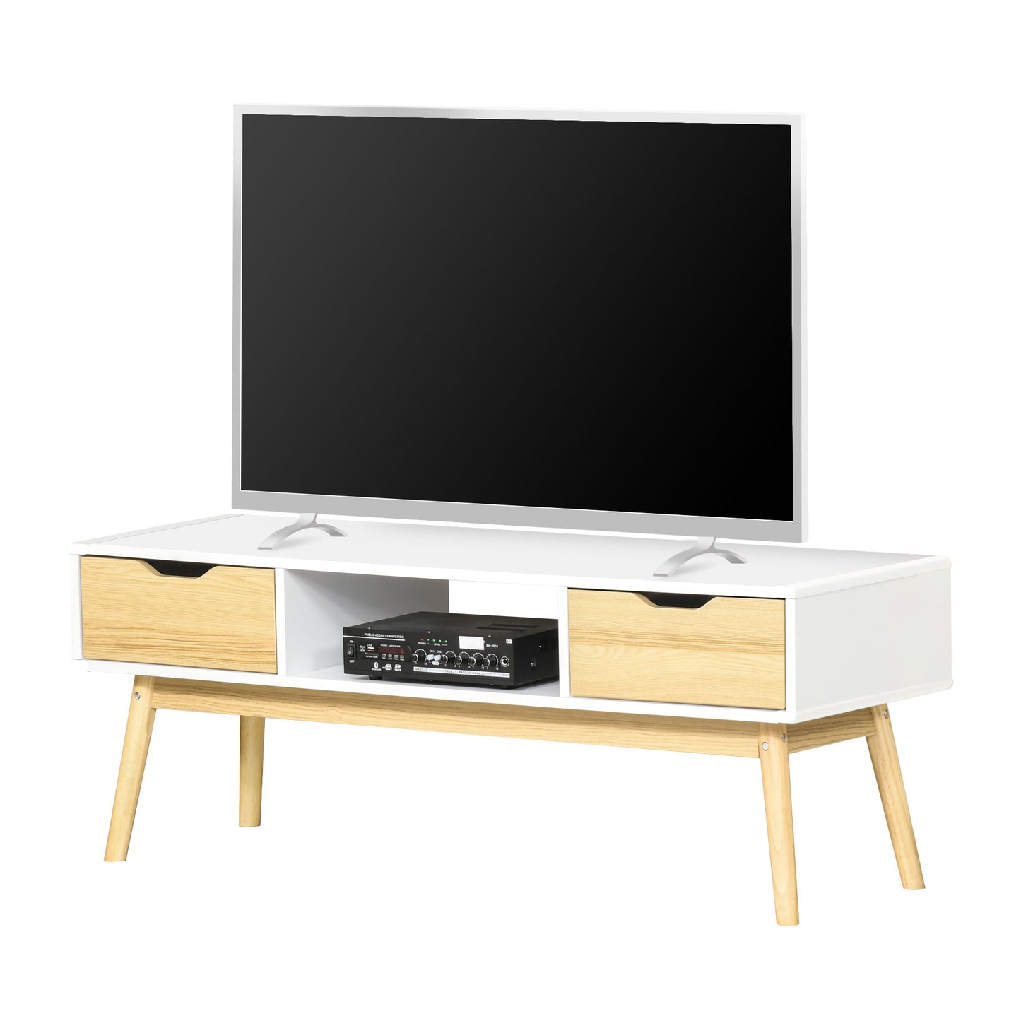 HOMCOM TV Stand Media Unit Cabinet w/ Open Shelf Drawers Storage Entertainment Center