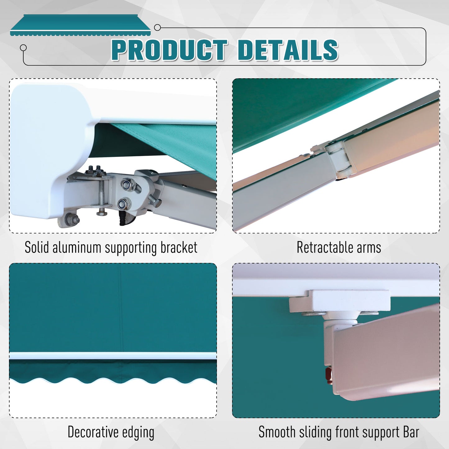 Outsunny 2.5 x 2m Motorised Aluminium Awning w/ Remote Green