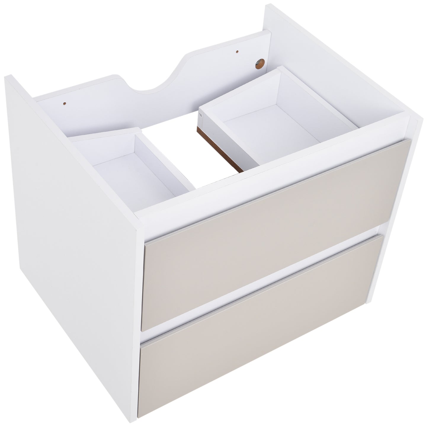 kleankin 2 Drawer Hanging Bathroom Cabinet Open Top Home Storage Melamine Surface White