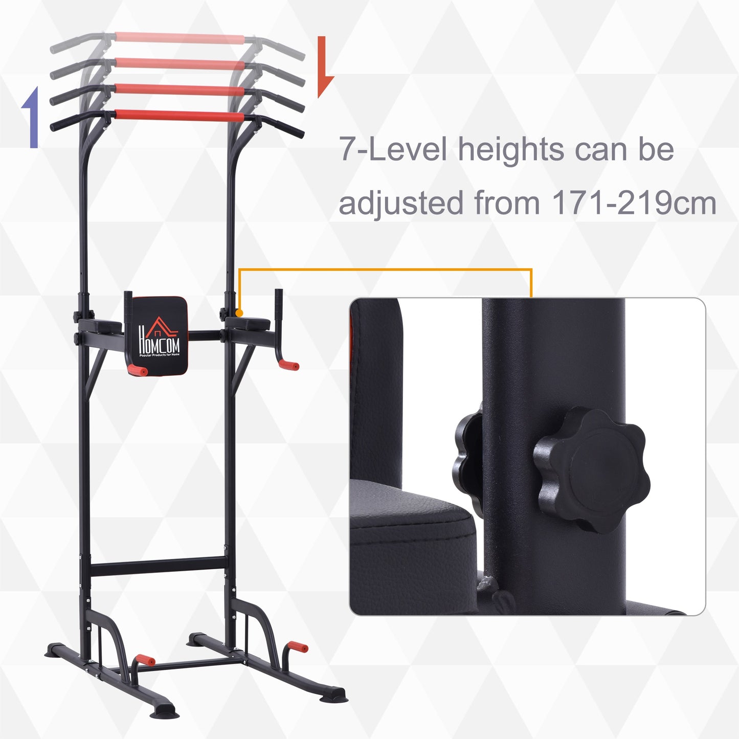 HOMCOM Pull Up Station Power Tower Station Bar Home Gym Workout