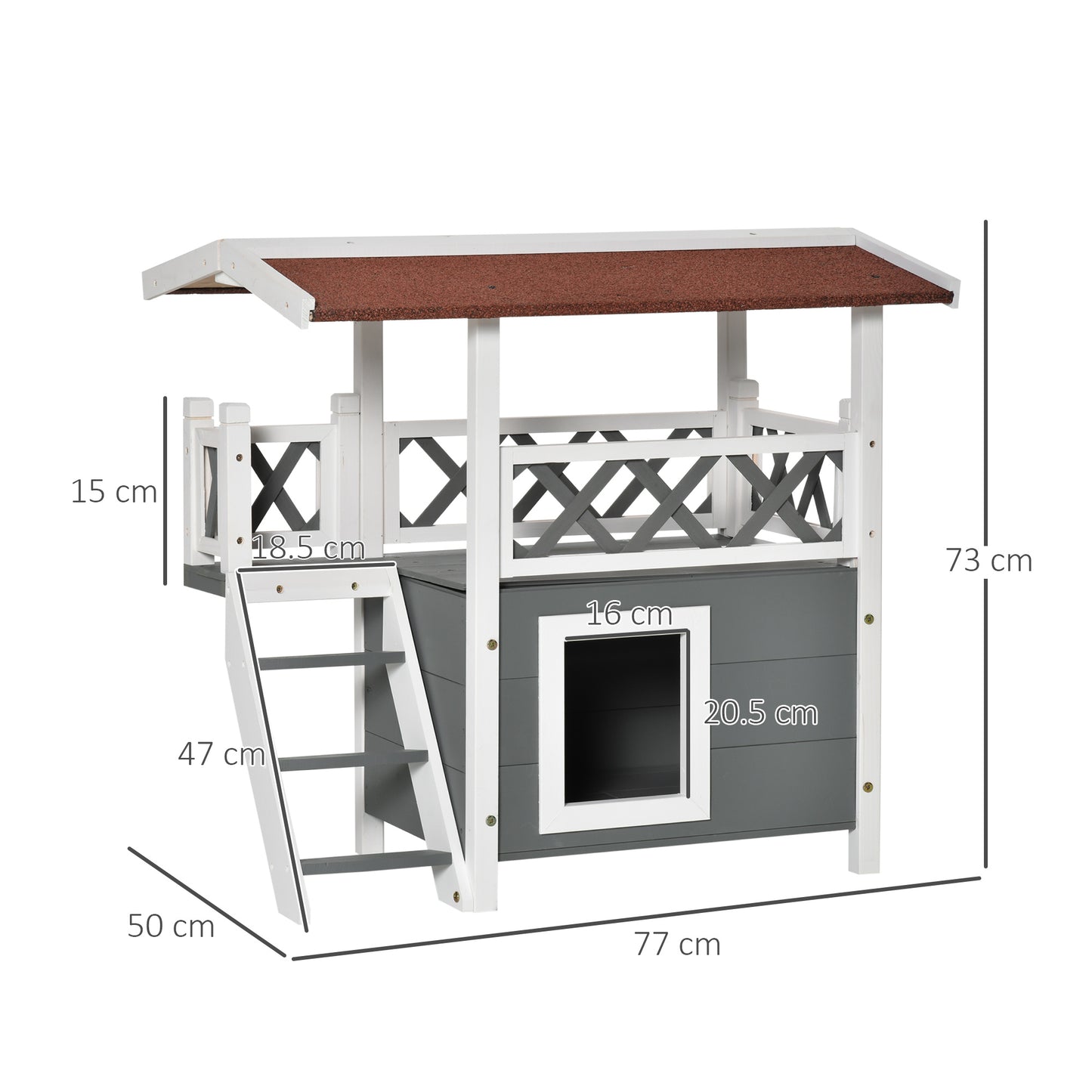 PawHut Fir Wood Outdoor Pet Shelter Grey/White