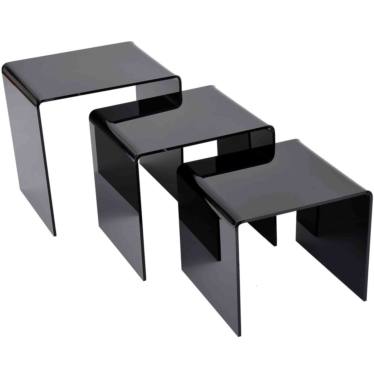 HOMCOM 3 Pcs Acrylic Perspex Nest Table Set-Black
