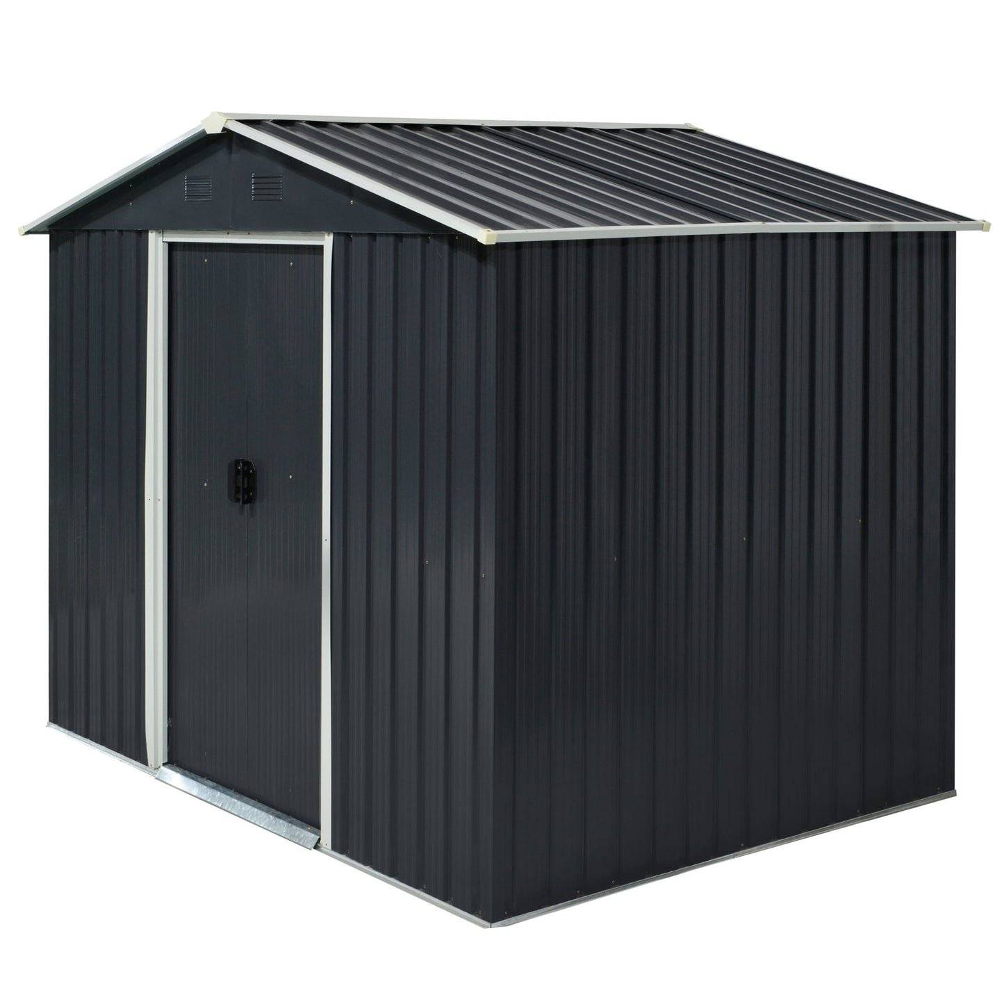 Outsunny 5.7 x 7.7ft Corrugated Steel Sliding Door Garden Shed - Grey